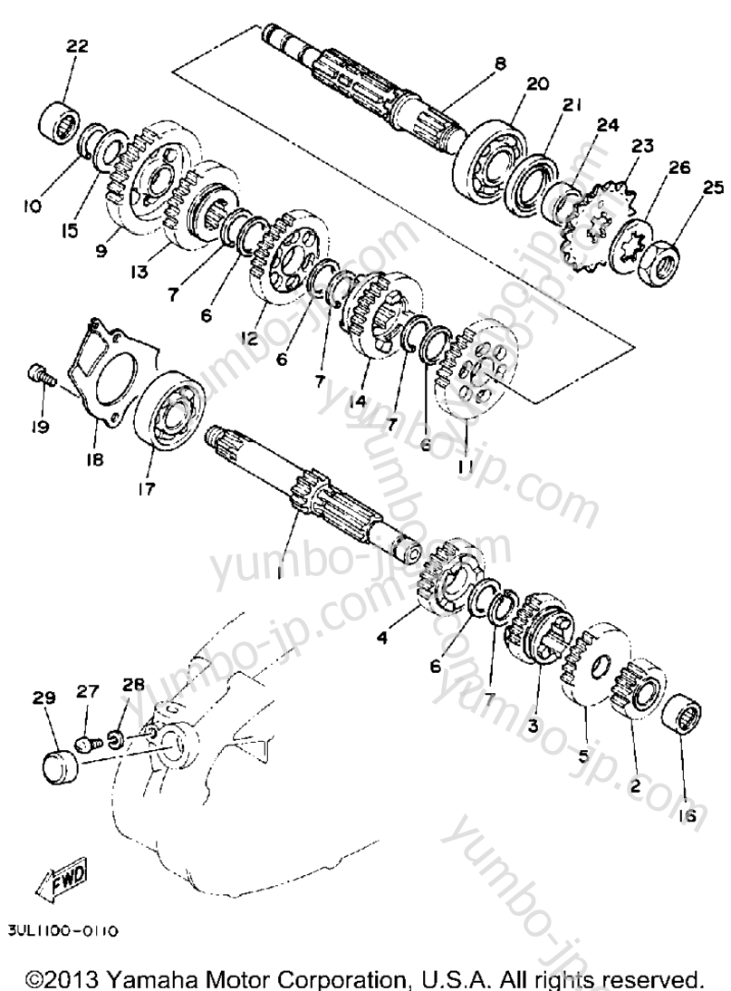 TRANSMISSION для мотоциклов YAMAHA RT100D 1992 г.