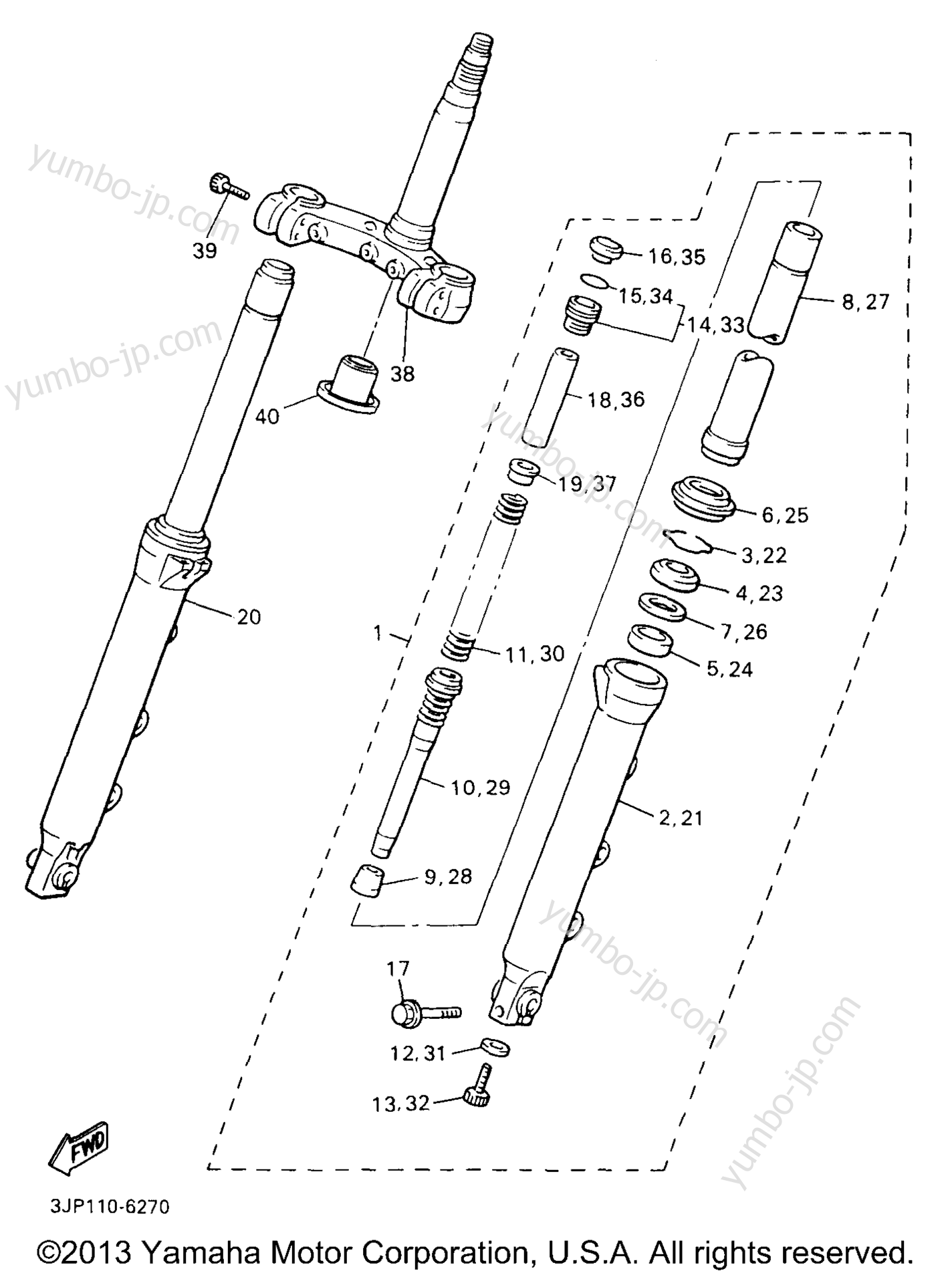 FRONT FORK для мотоциклов YAMAHA V-MAX 1200 (VMX12HC) CA 1996 г.