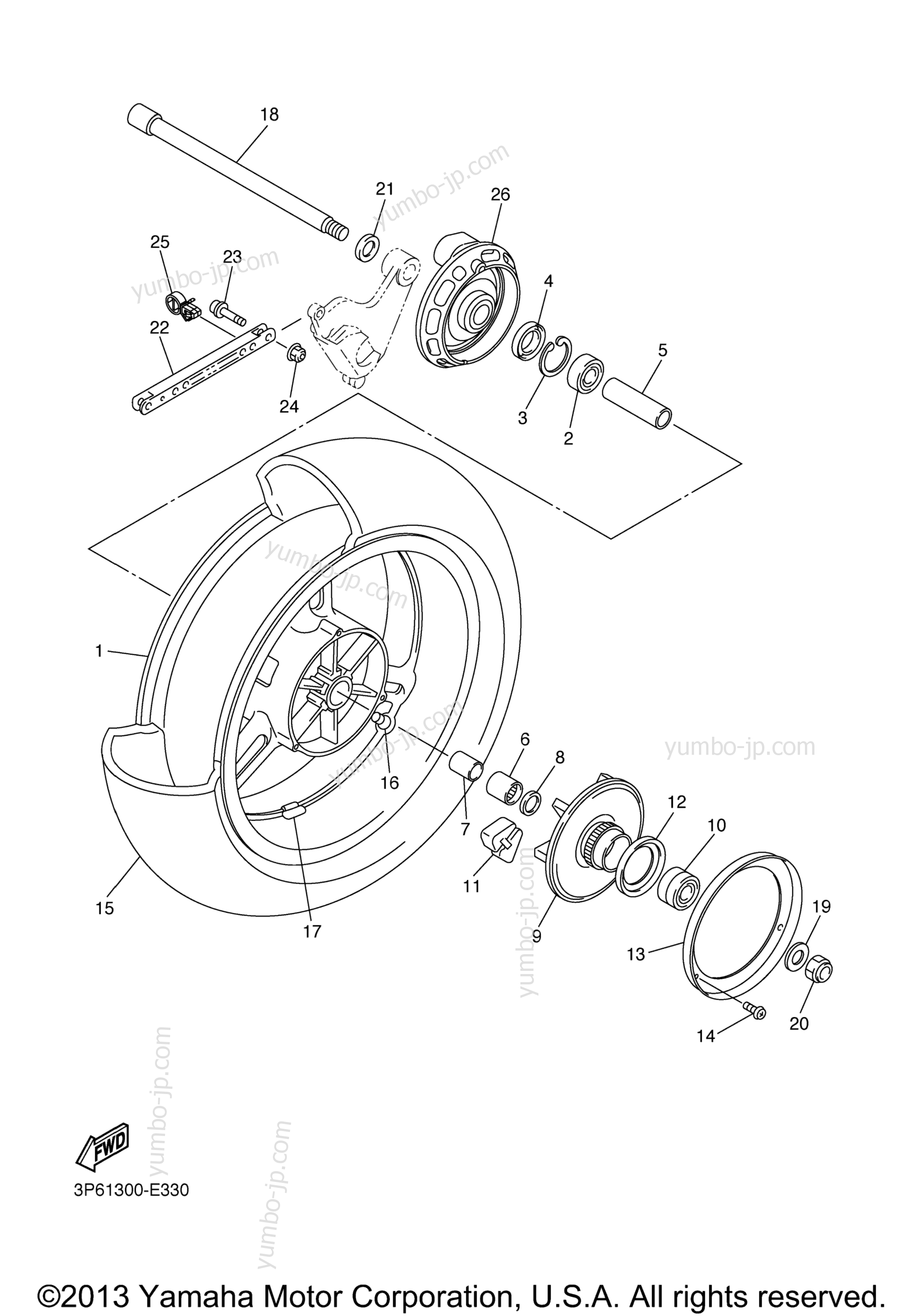 REAR WHEEL for motorcycles YAMAHA FJR13ABS (FJR13AV) 2006 year