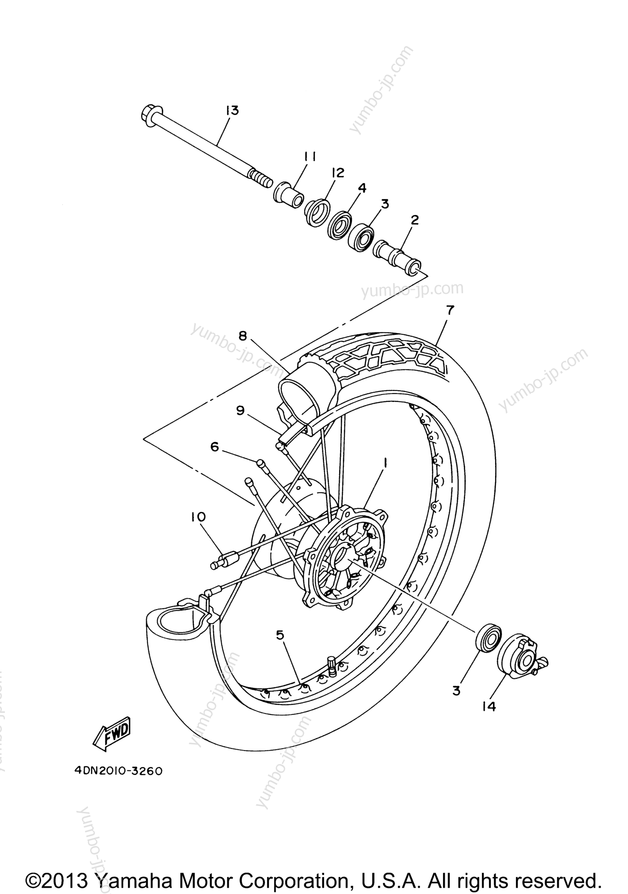 FRONT WHEEL для мотоциклов YAMAHA V STAR 250 (XV250ZCB) CA 2010 г.