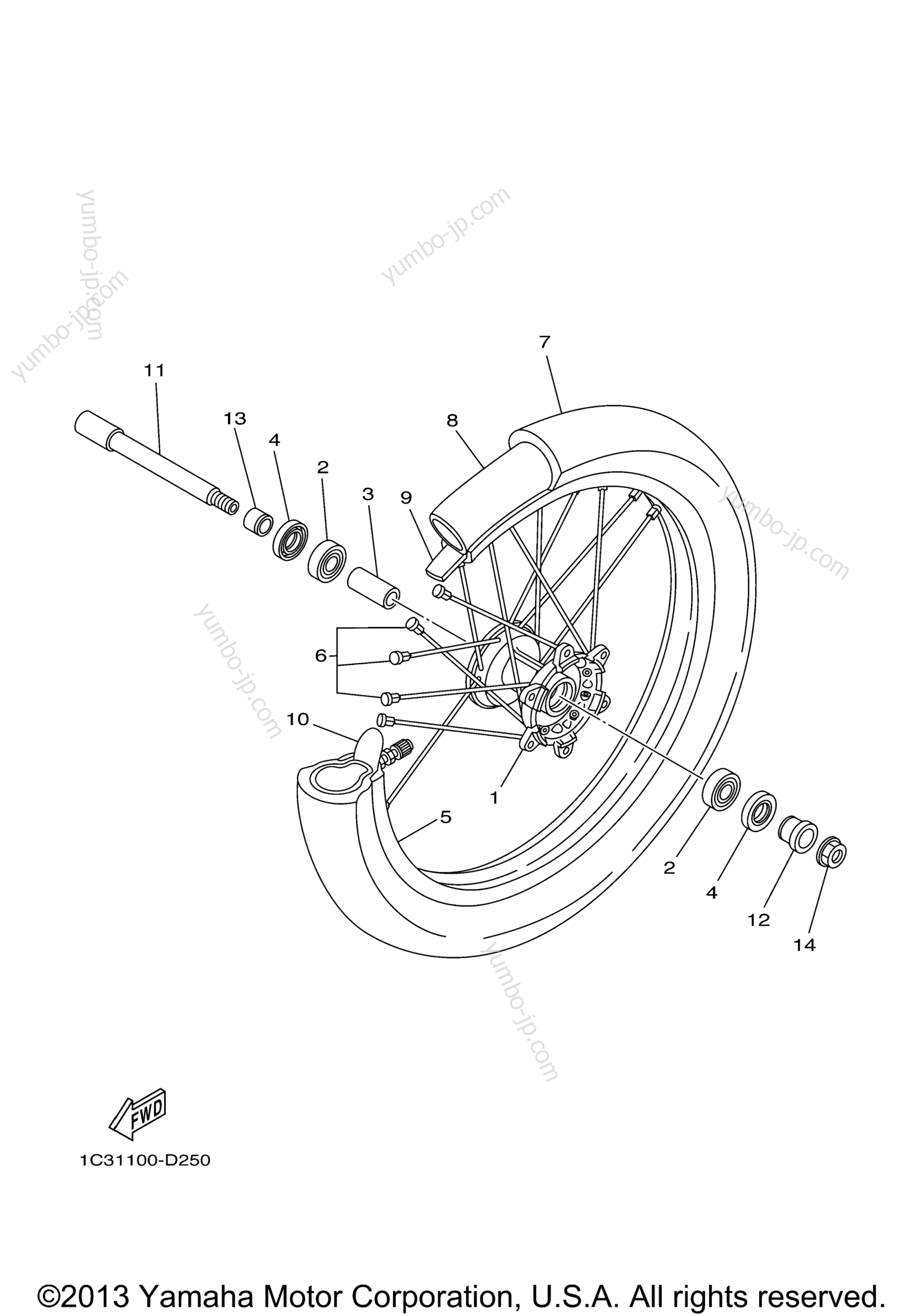 FRONT WHEEL для мотоциклов YAMAHA YZ250 (YZ250W1) 2007 г.