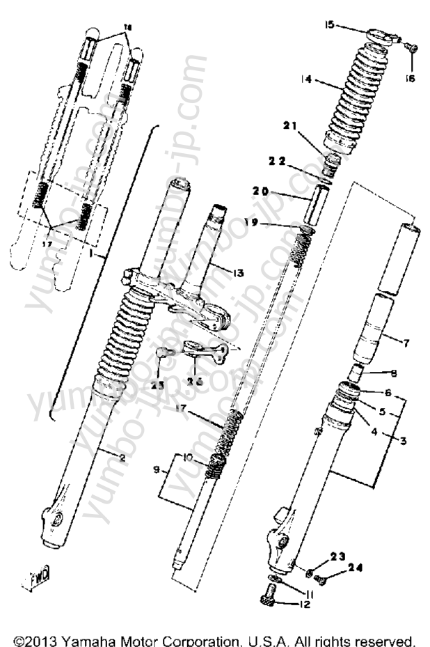 Front Fork Yz100h для мотоциклов YAMAHA YZ100H 1981 г.