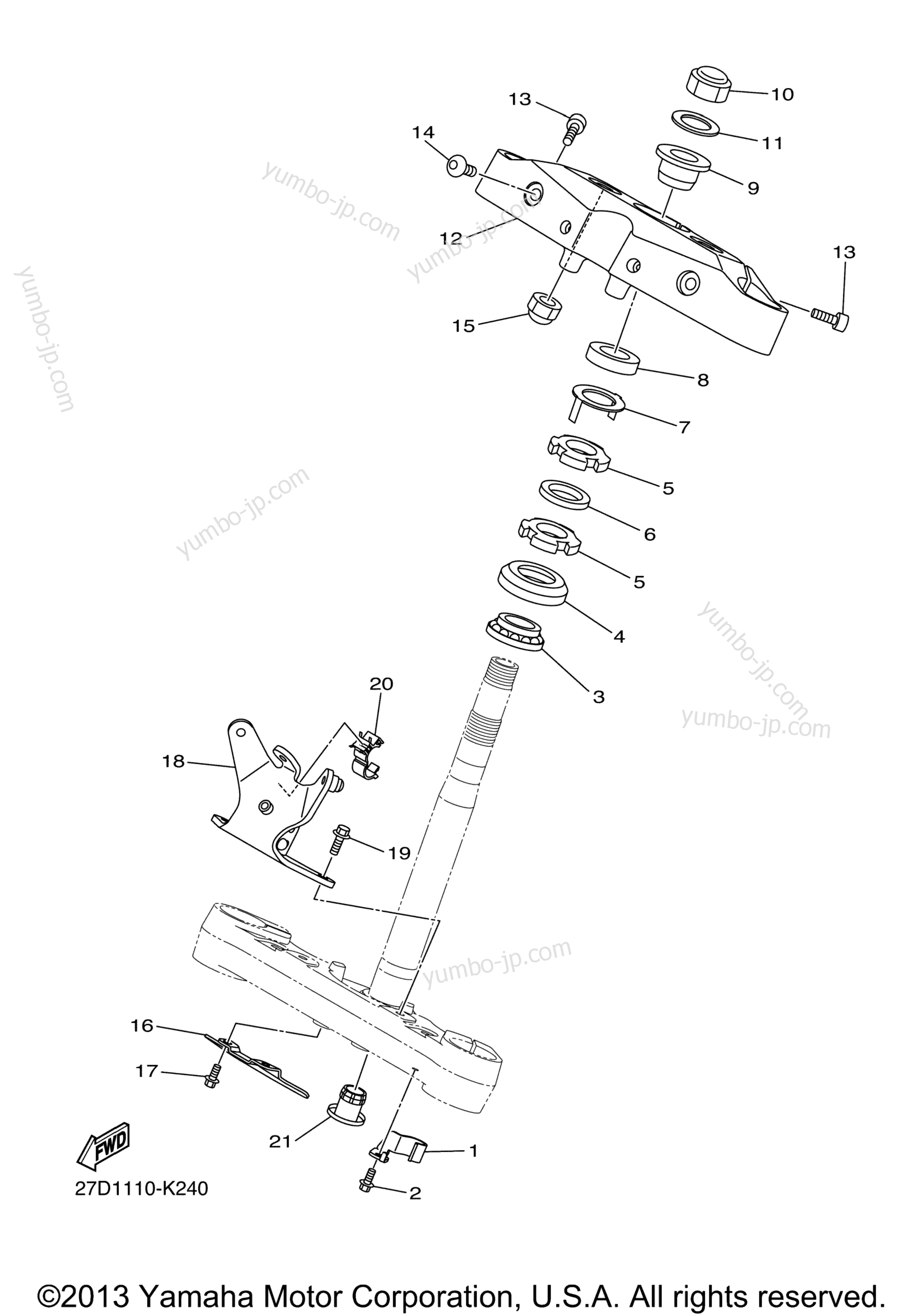 Steering для мотоциклов YAMAHA STRYKER (XVS13CACL) CA 2011 г.