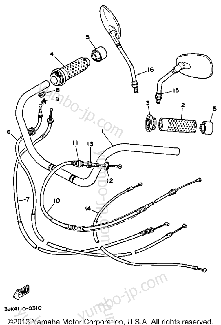 Handlebar Cable for motorcycles YAMAHA VIRAGO 1100 (XV1100B) 1991 year