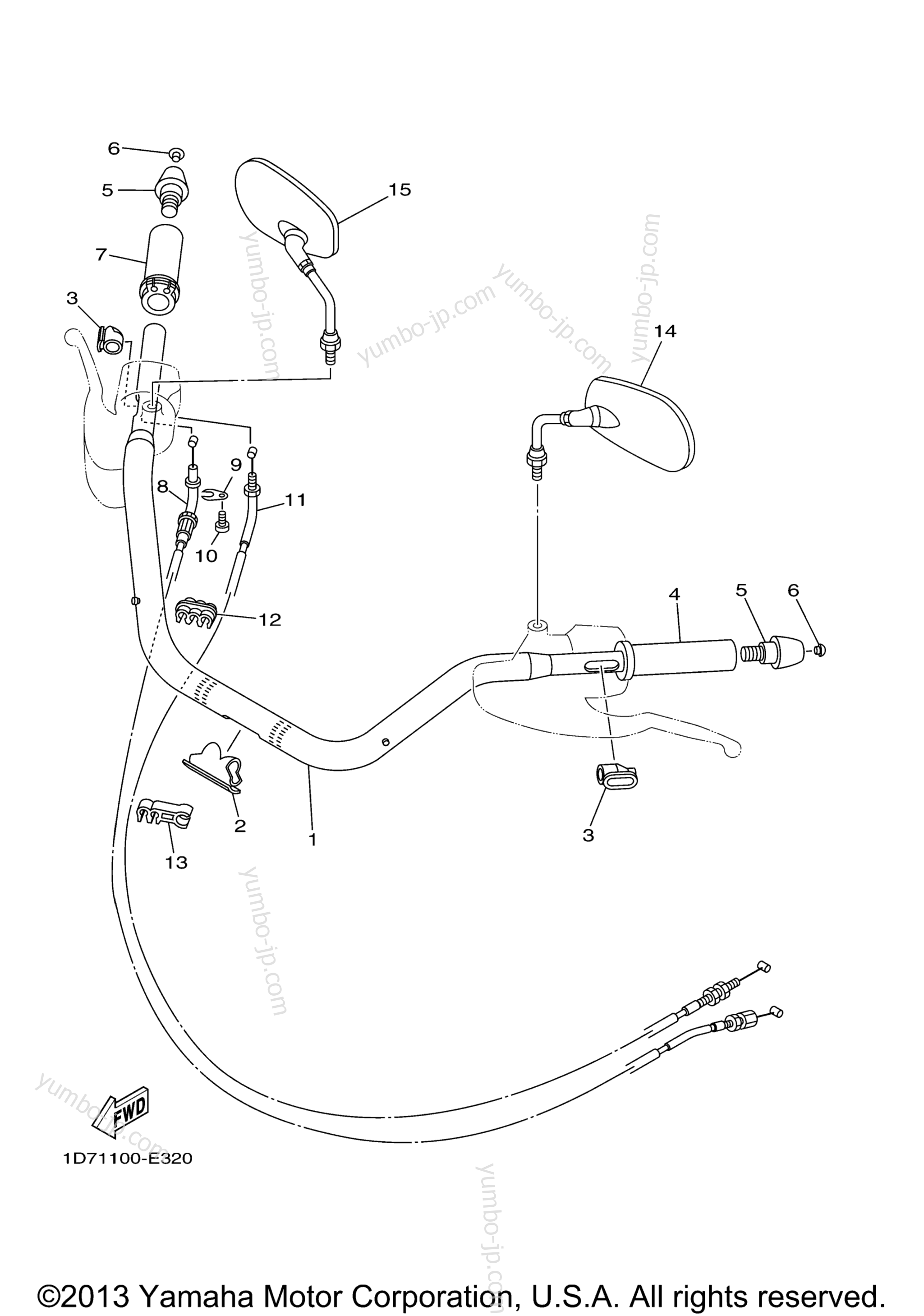 Steering Handle Cable для мотоциклов YAMAHA ROADLINER (XV19W) 2007 г.
