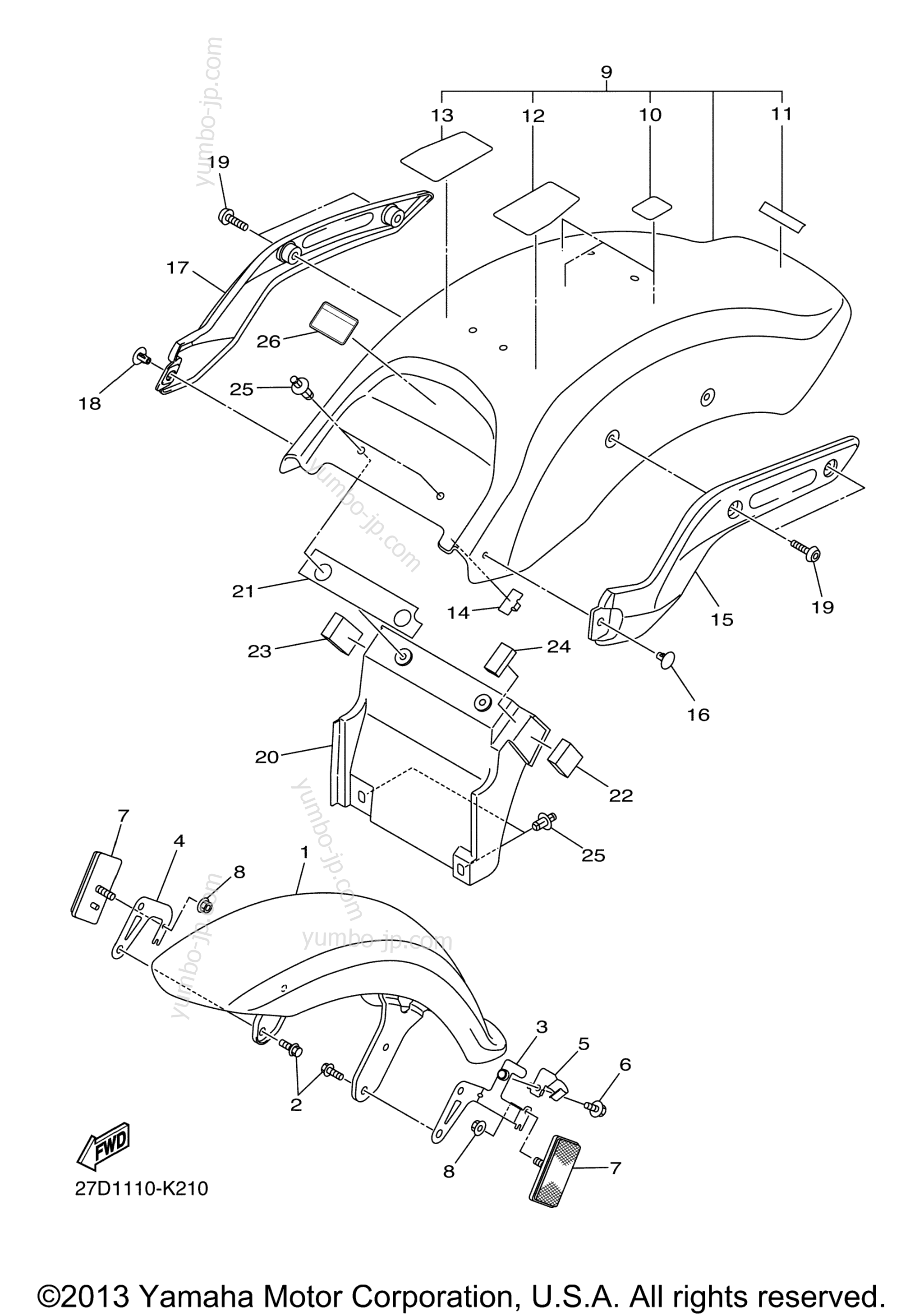 FENDER for motorcycles YAMAHA STRYKER (XVS13CACL) CA 2011 year