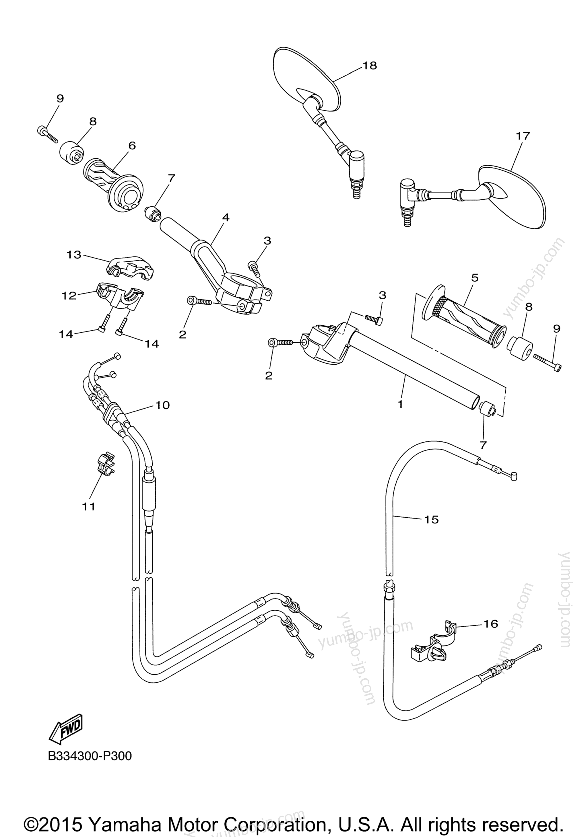 Steering Handle Cable для мотоциклов YAMAHA BOLT C SPEC (XVS95CRFCG) CA 2015 г.
