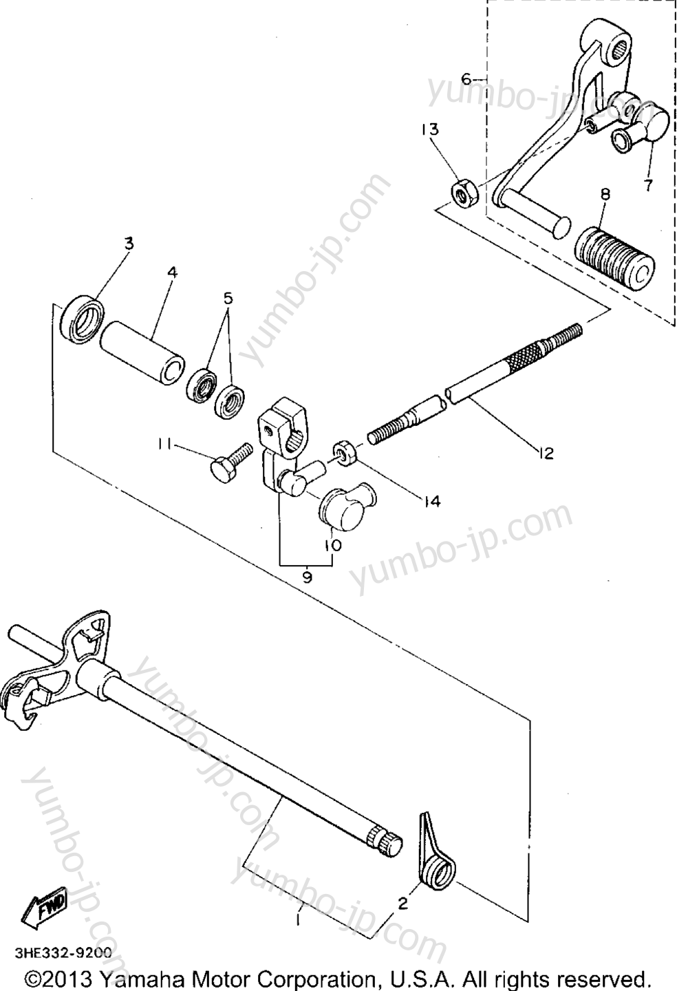 SHIFT SHAFT for motorcycles YAMAHA FZR600RF 1994 year