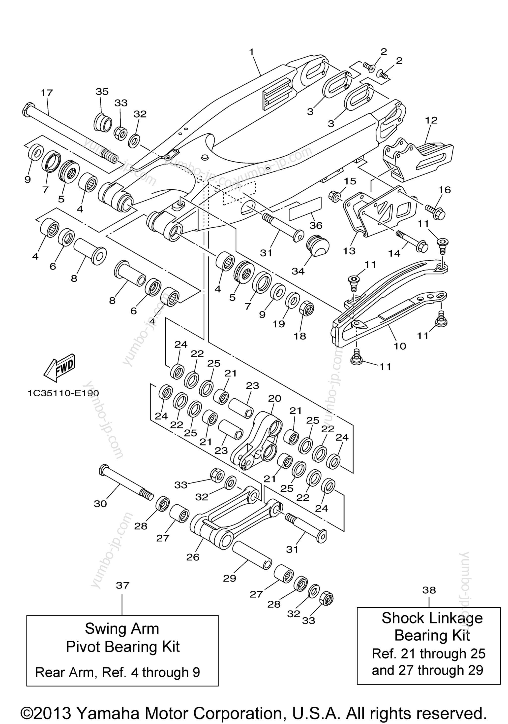 REAR ARM для мотоциклов YAMAHA YZ125 (YZ125V) 2006 г.