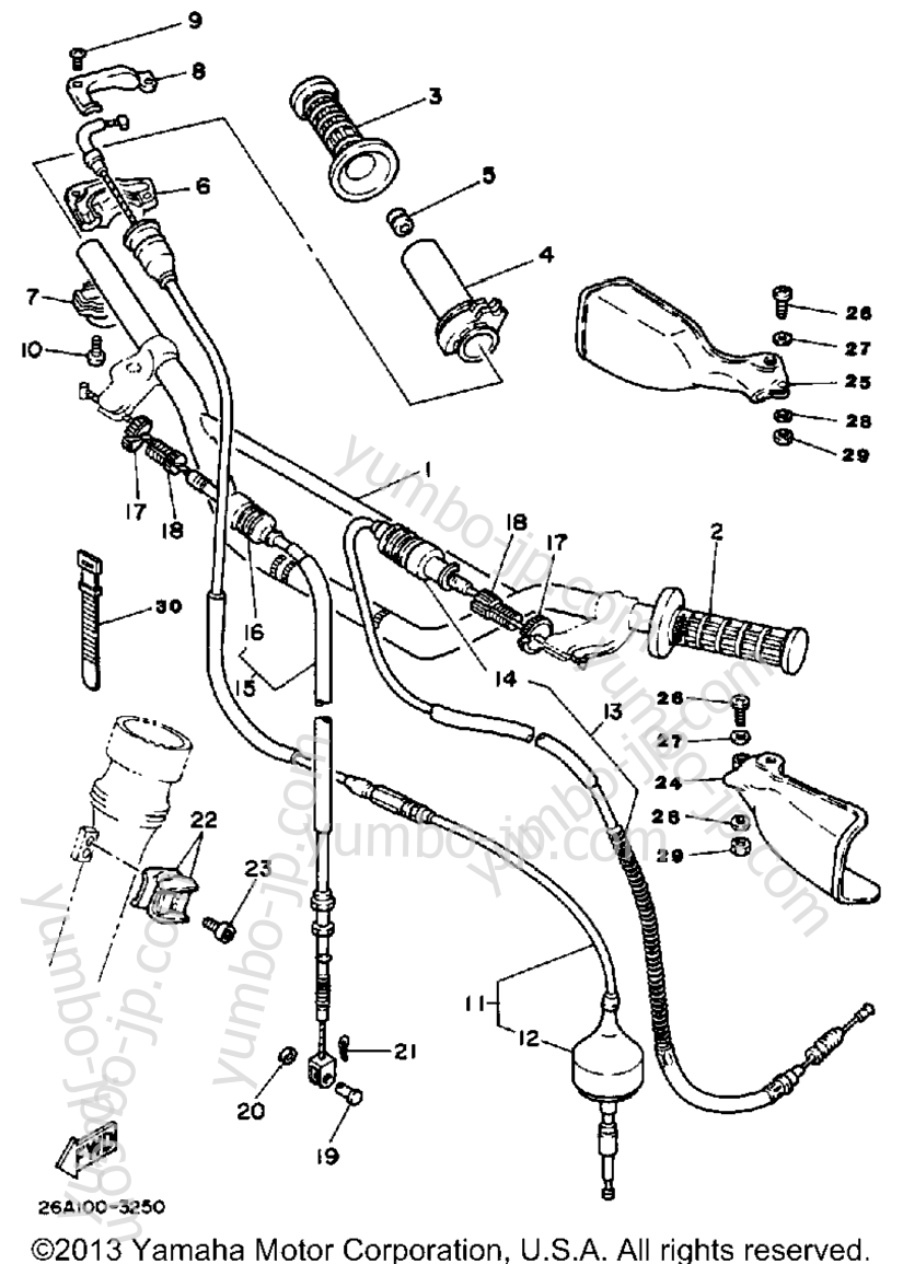 Handlebar-Cable для мотоциклов YAMAHA IT490K 1983 г.
