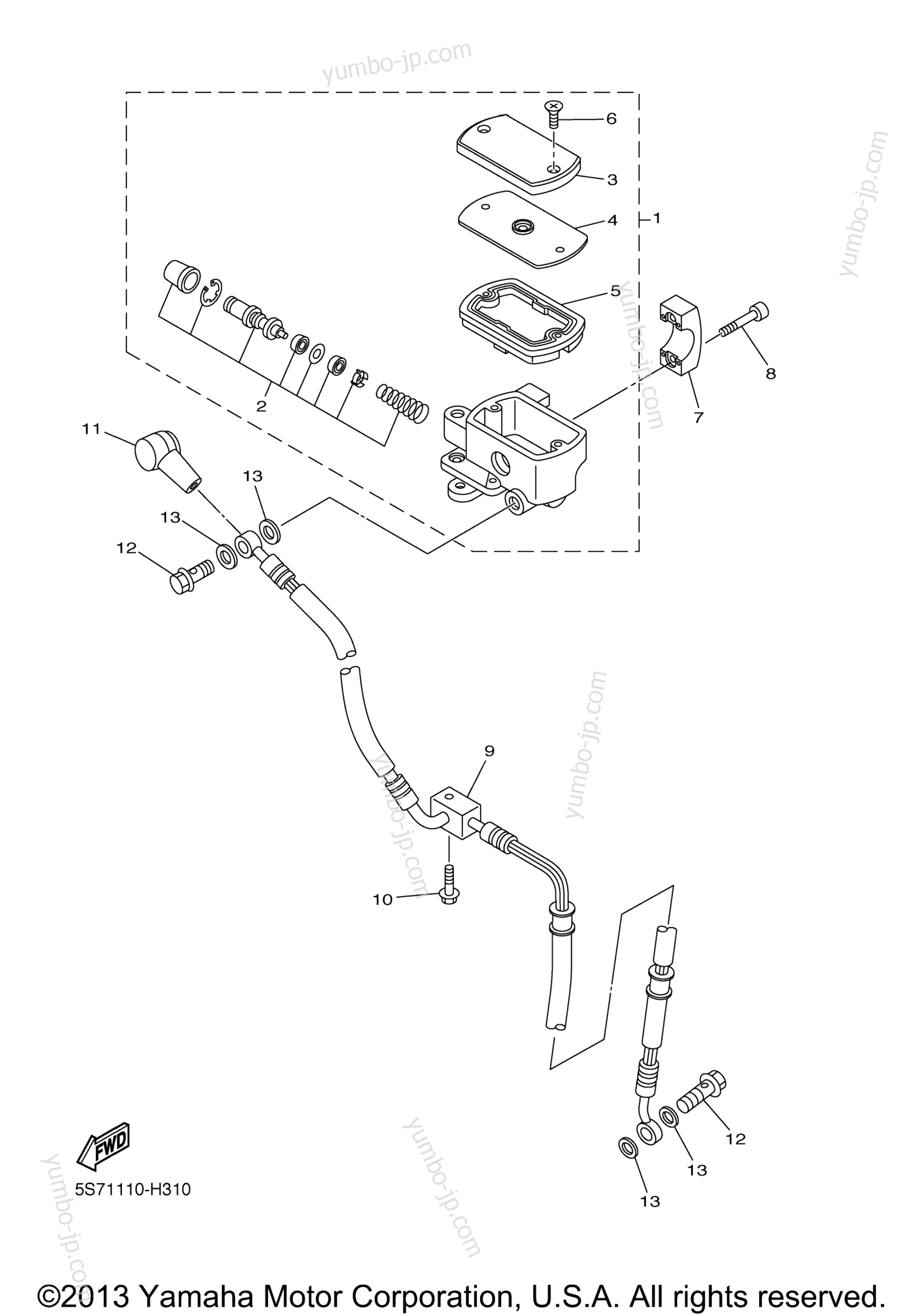 FRONT MASTER CYLINDER for motorcycles YAMAHA V STAR 950 TOURER (XVS95CTDCB) CA 2013 year