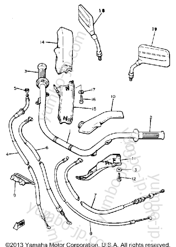 Handlebar Cable для мотоциклов YAMAHA XJ750RH 1981 г.