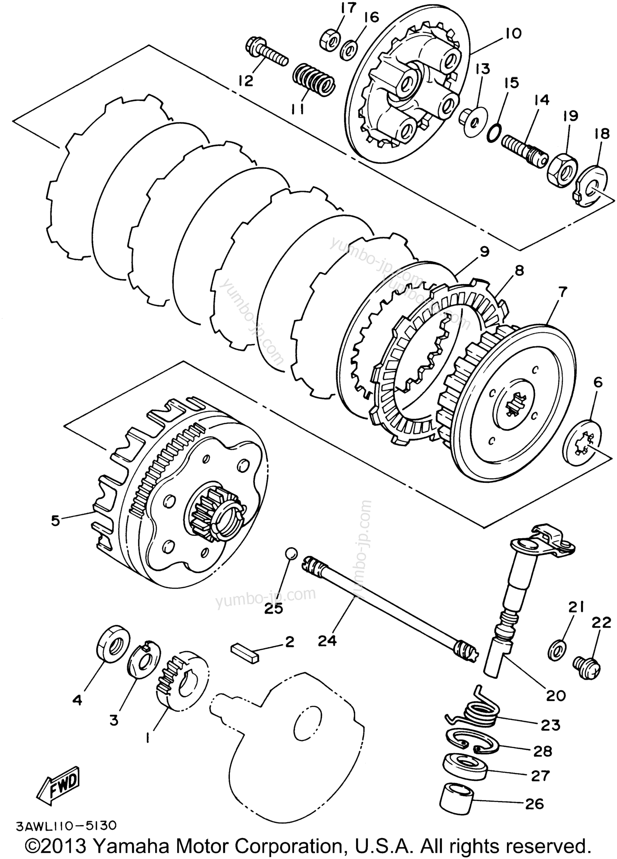 CLUTCH for motorcycles YAMAHA TW200 (TW200NC) CA 2001 year