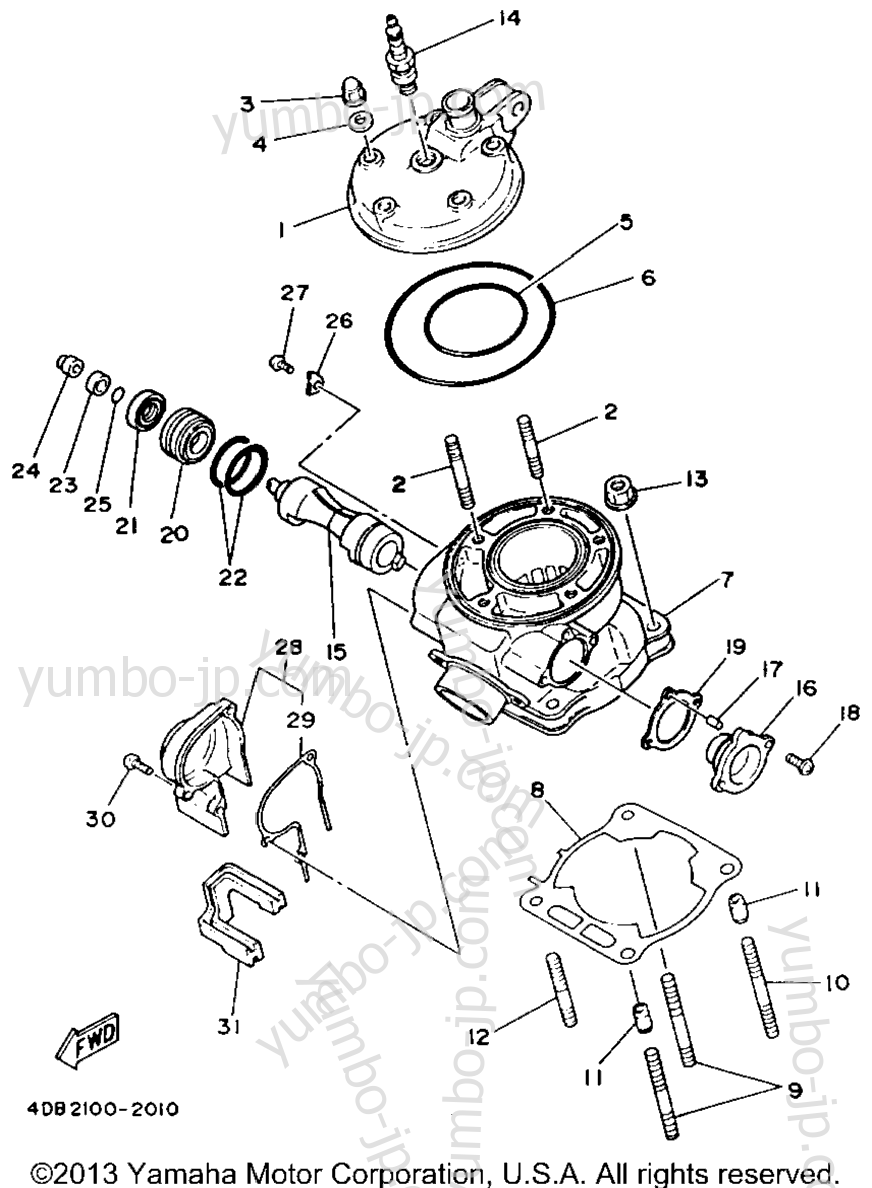 Головка блока цилиндров для мотоциклов YAMAHA YZ125E 1993 г.