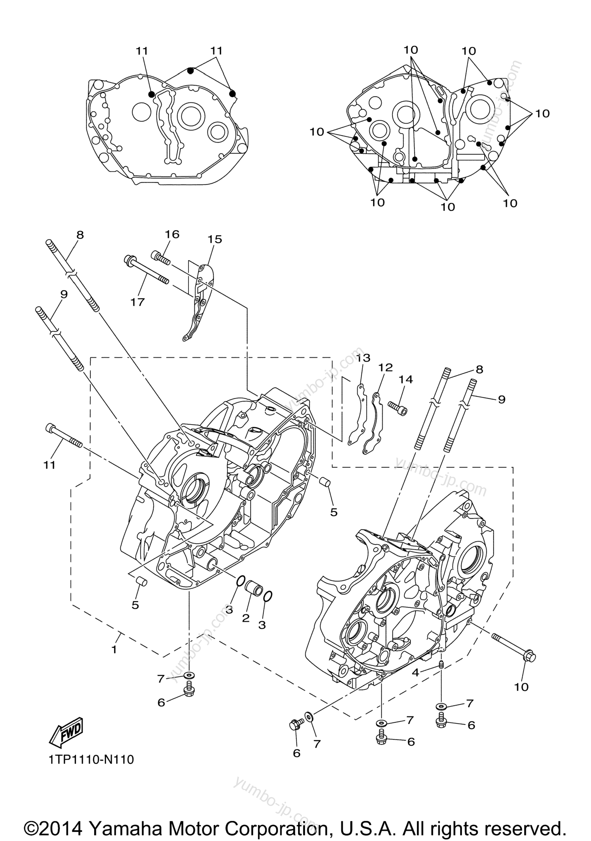 CRANKCASE for motorcycles YAMAHA BOLT R-SPEC (XVS95CEGR) 2014 year