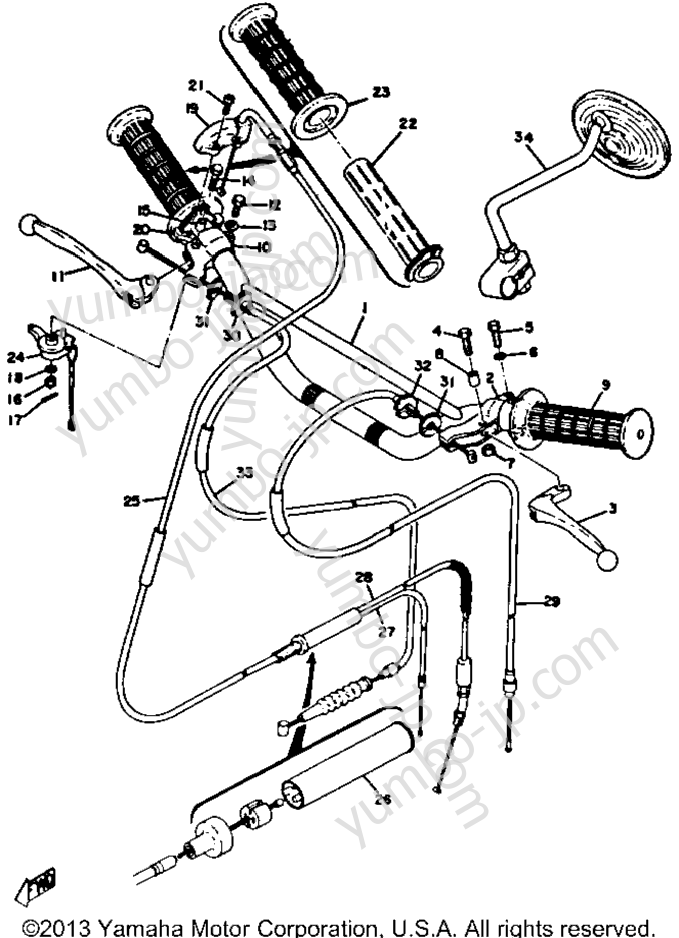 Handle Wire для мотоциклов YAMAHA RT2 1972 г.