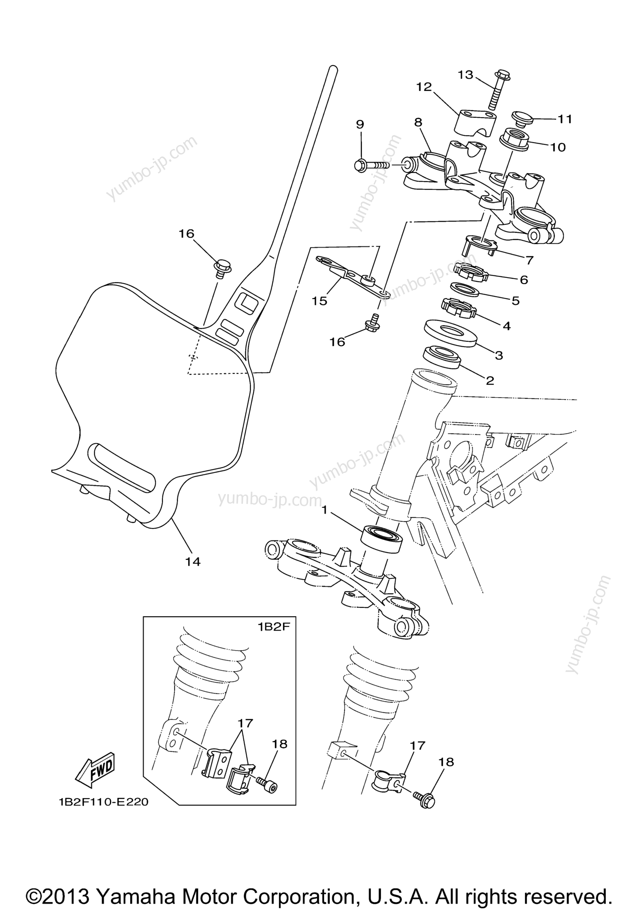 Steering для мотоциклов YAMAHA TT-R125LE ELECTRIC (TTR125LEV) 2006 г.