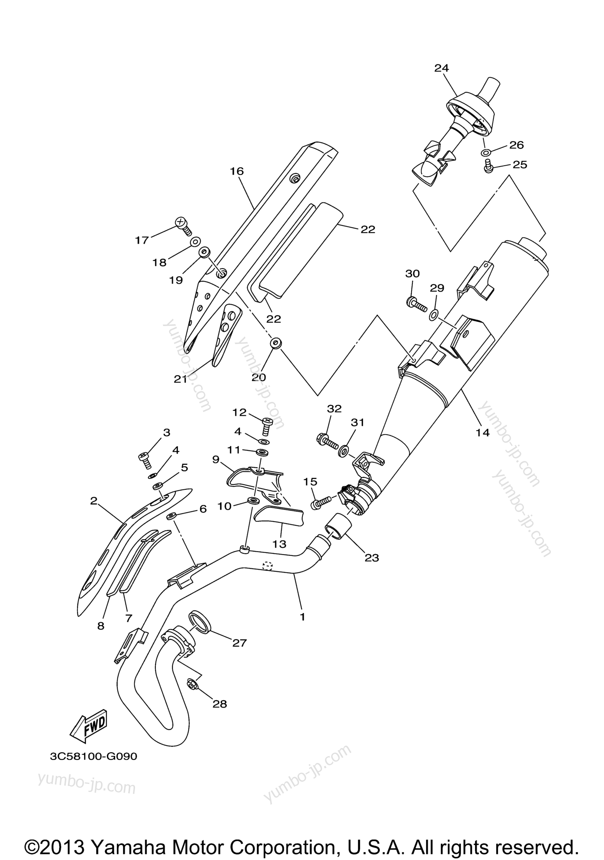 Exhaust для мотоциклов YAMAHA XT250 (XT250Y) 2009 г.