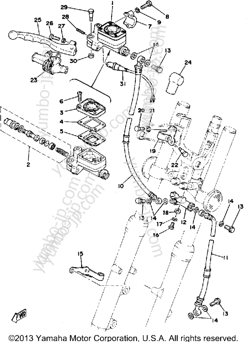 Front Master Cylinder - Brake Hose for motorcycles YAMAHA SR500E 1978 year