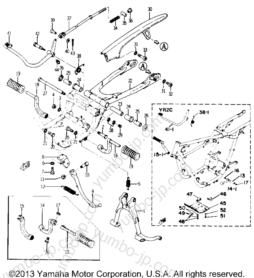 Rear Arm - Stand - Footrest for motorcycles YAMAHA YR1 1967 year