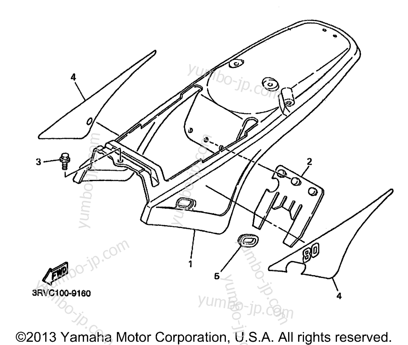 SIDE COVER for motorcycles YAMAHA PW80 (PW80L1) 1999 year