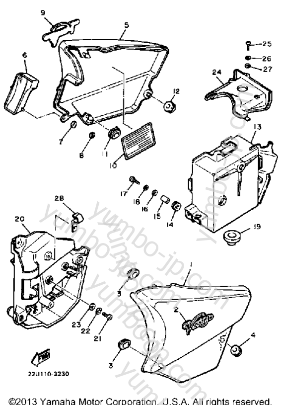 SIDE COVER для мотоциклов YAMAHA XV500K 1983 г.