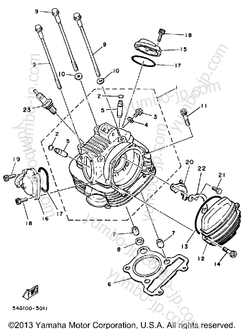 CYLINDER HEAD for motorcycles YAMAHA BIG WHEEL ELEC START (BW200ES) 1986 year