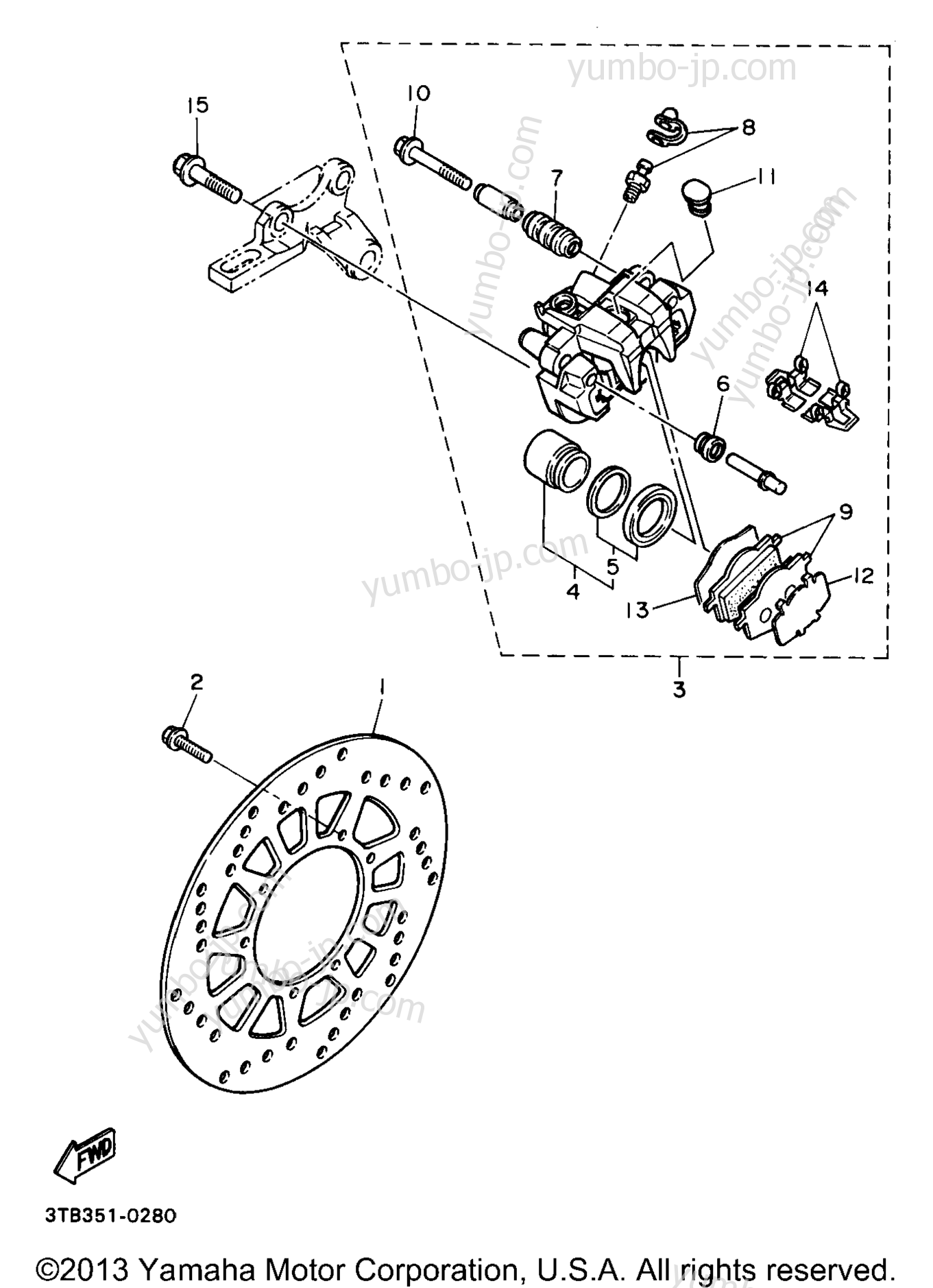 REAR BRAKE CALIPER for motorcycles YAMAHA XT600EEC CA 1993 year