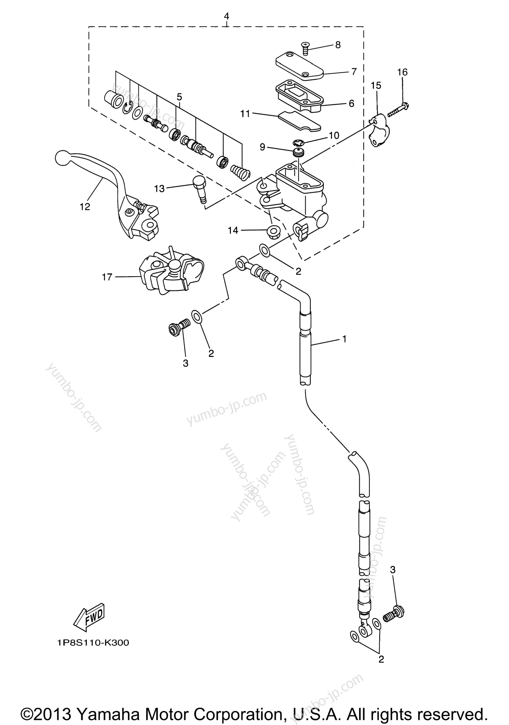 FRONT MASTER CYLINDER for motorcycles YAMAHA YZ250 (YZ250E2) 2014 year