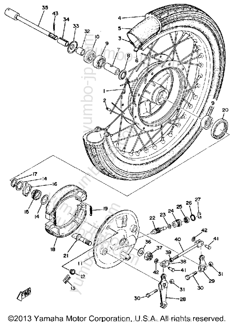 FRONT WHEEL для мотоциклов YAMAHA RD125B 1975 г.