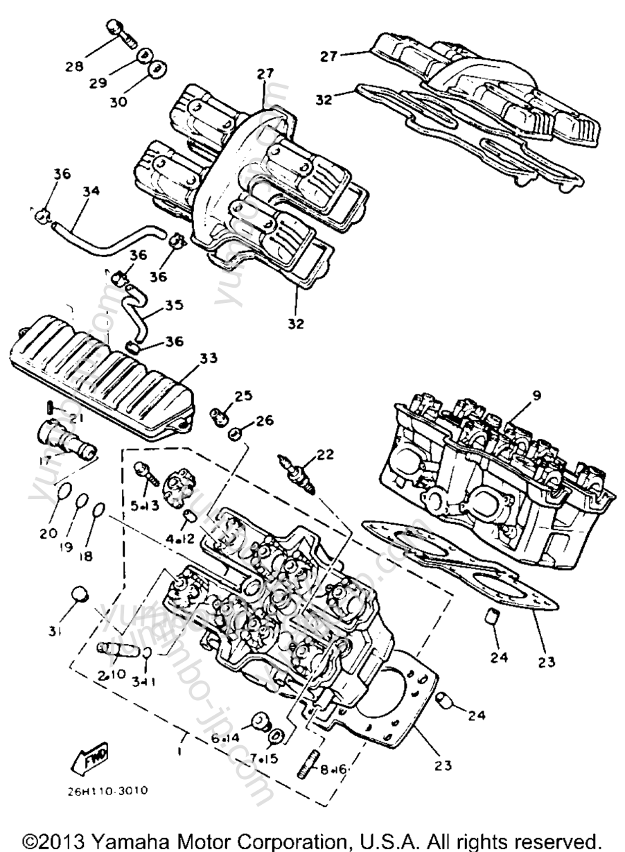 Головка блока цилиндров для мотоциклов YAMAHA XVZ12TK 1983 г.