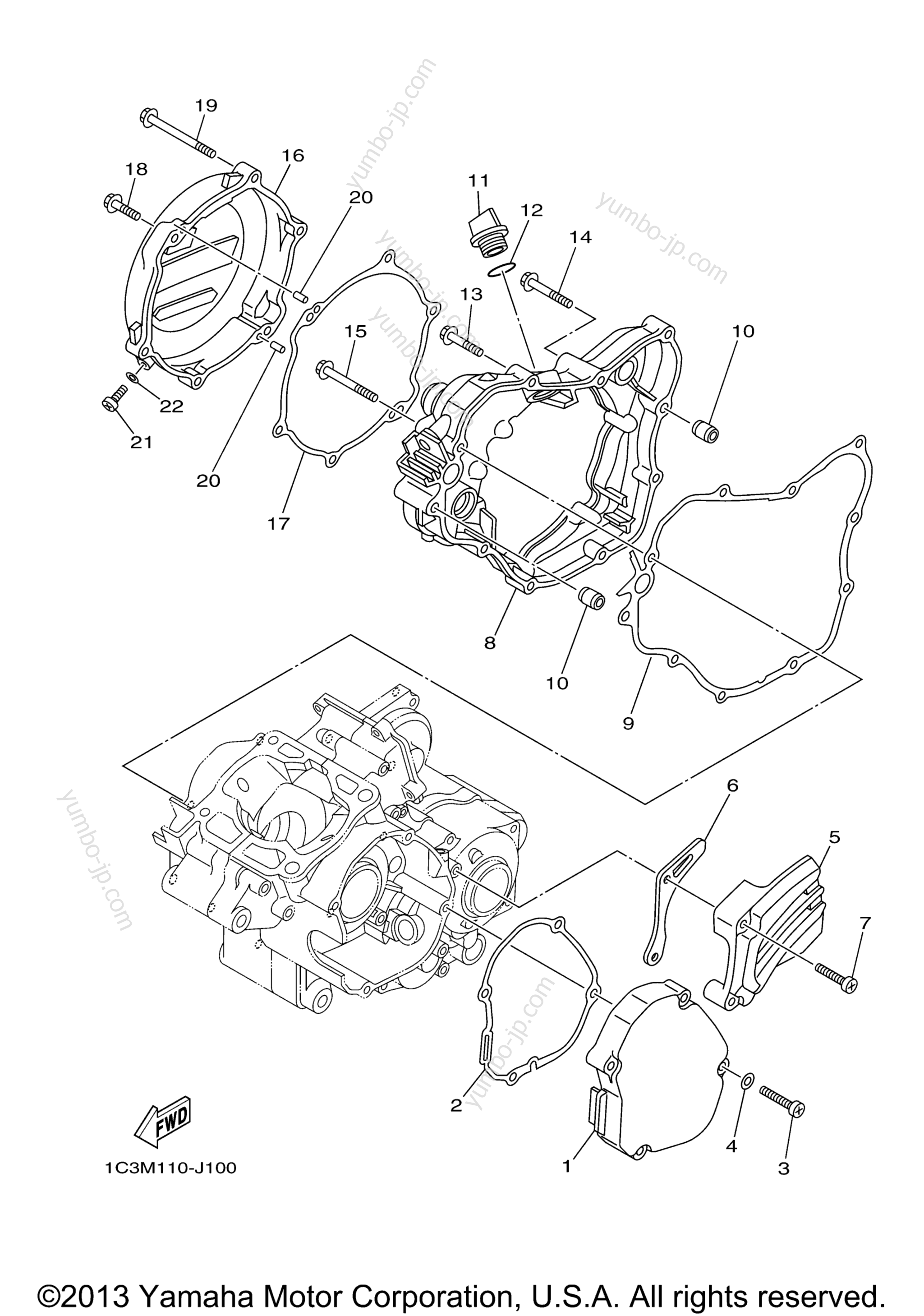 Crankcase Cover 1 для мотоциклов YAMAHA YZ125 (YZ125E2) 2014 г.