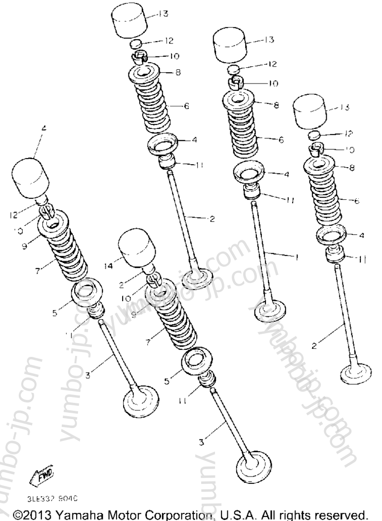 VALVE for motorcycles YAMAHA FZR1000D 1992 year