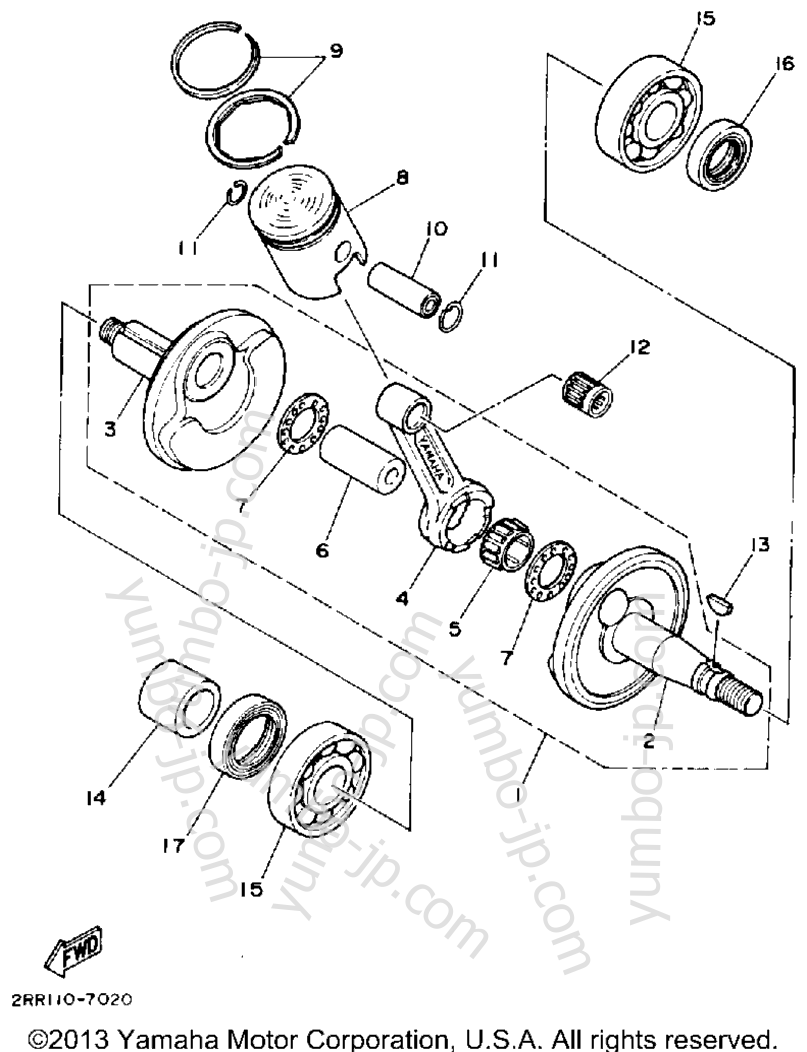 Crankshaft - Piston for motorcycles YAMAHA YSR50D 1992 year