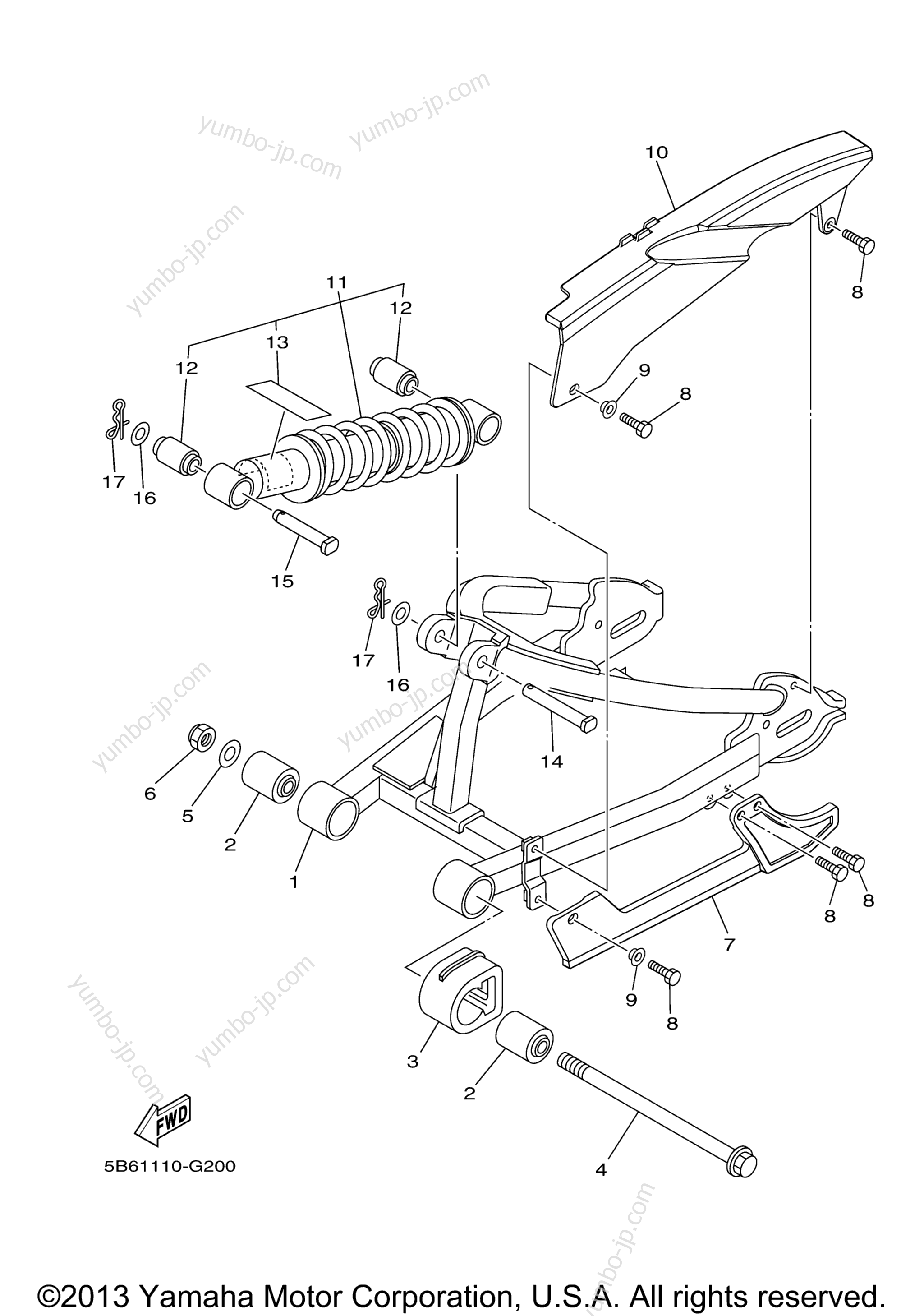 Rear Arm Suspension для мотоциклов YAMAHA TTR110E (TTR110EE) 2014 г.