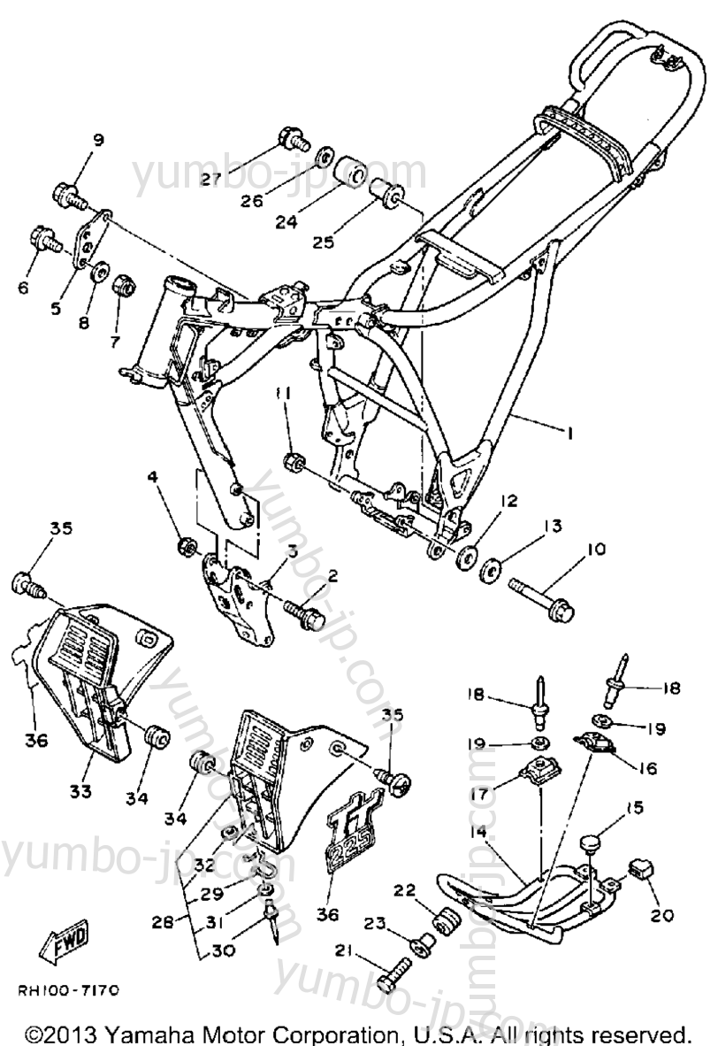 FRAME for motorcycles YAMAHA TT225T 1987 year