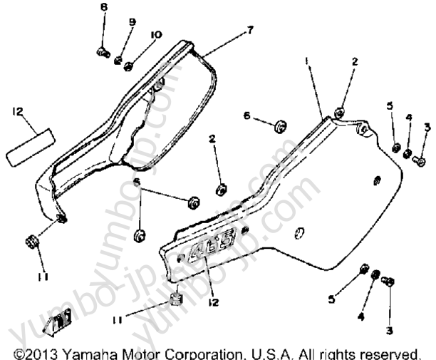 SIDE COVER for motorcycles YAMAHA IT465J 1982 year