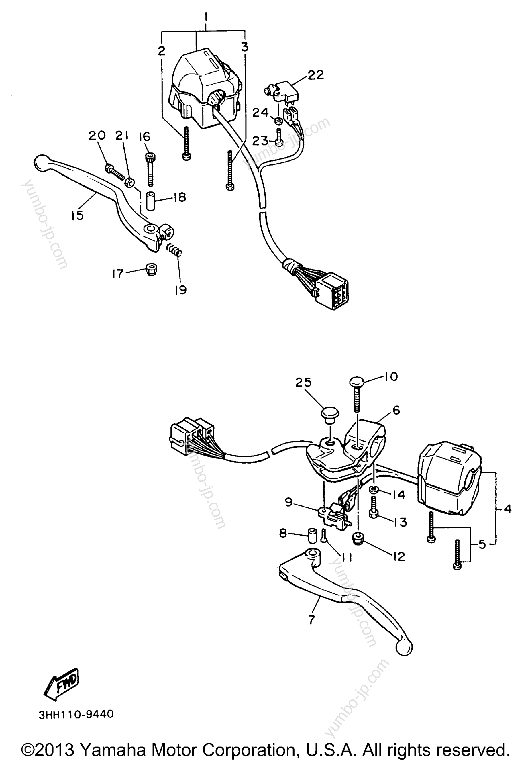 Handle Switch Lever for motorcycles YAMAHA FZR600RHC CA 1996 year