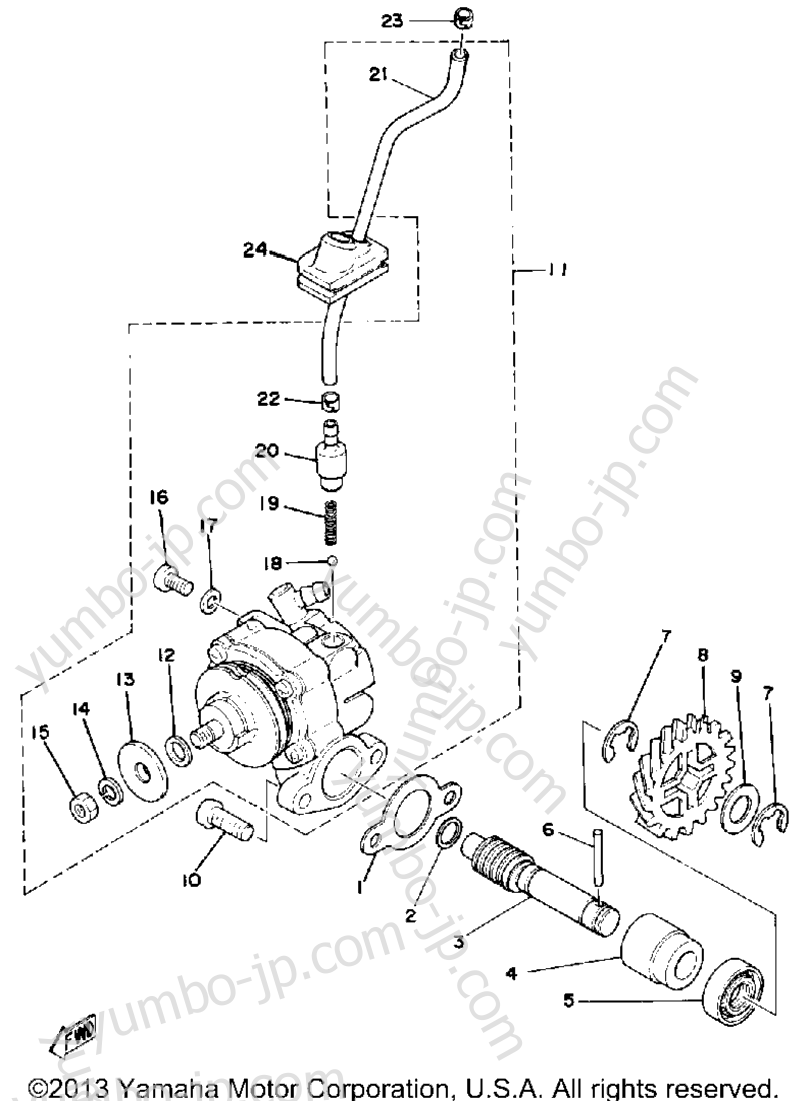 OIL PUMP for motorcycles YAMAHA DT250F 1979 year