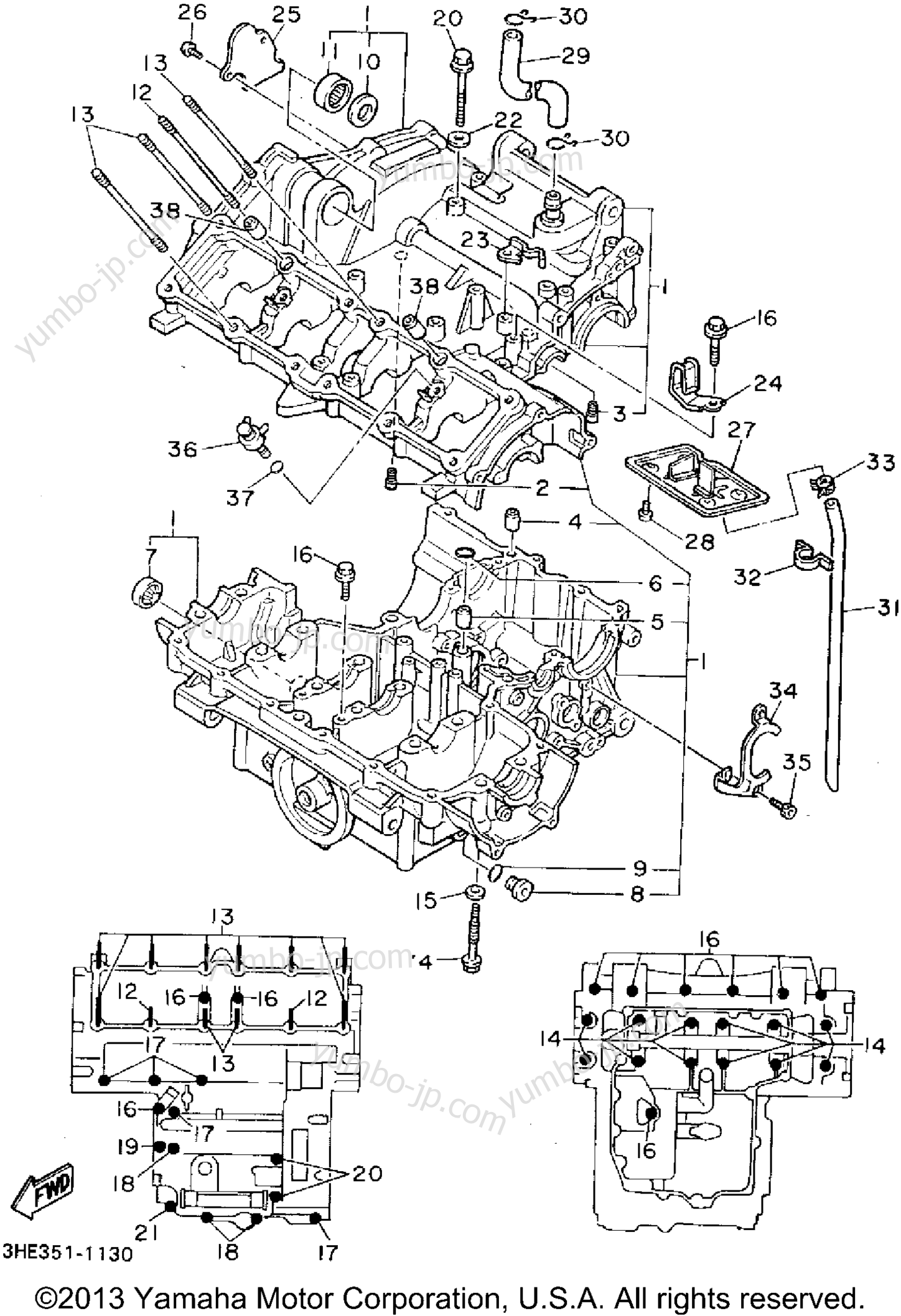 CRANKCASE for motorcycles YAMAHA FZR600RFC 1994 year