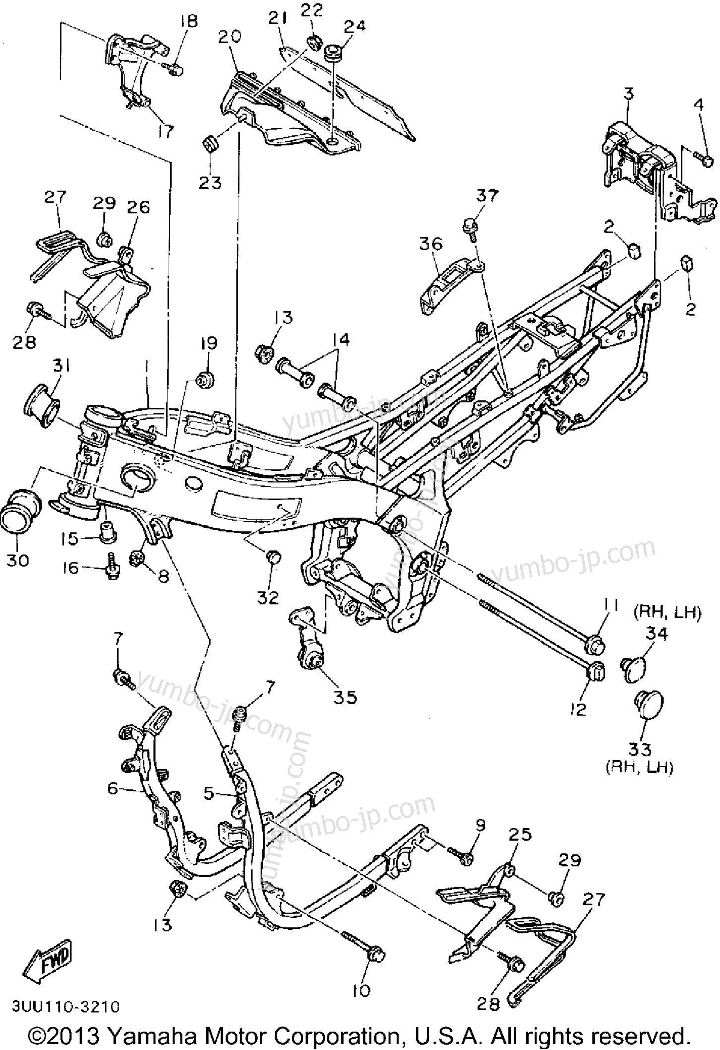 FRAME for motorcycles YAMAHA FZR600RFC 1994 year