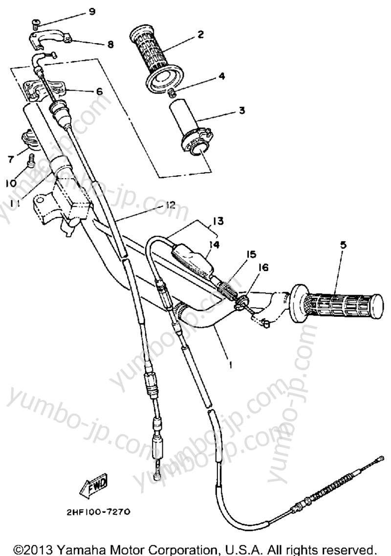 Handlebar - Cable для мотоциклов YAMAHA YZ80T 1987 г.