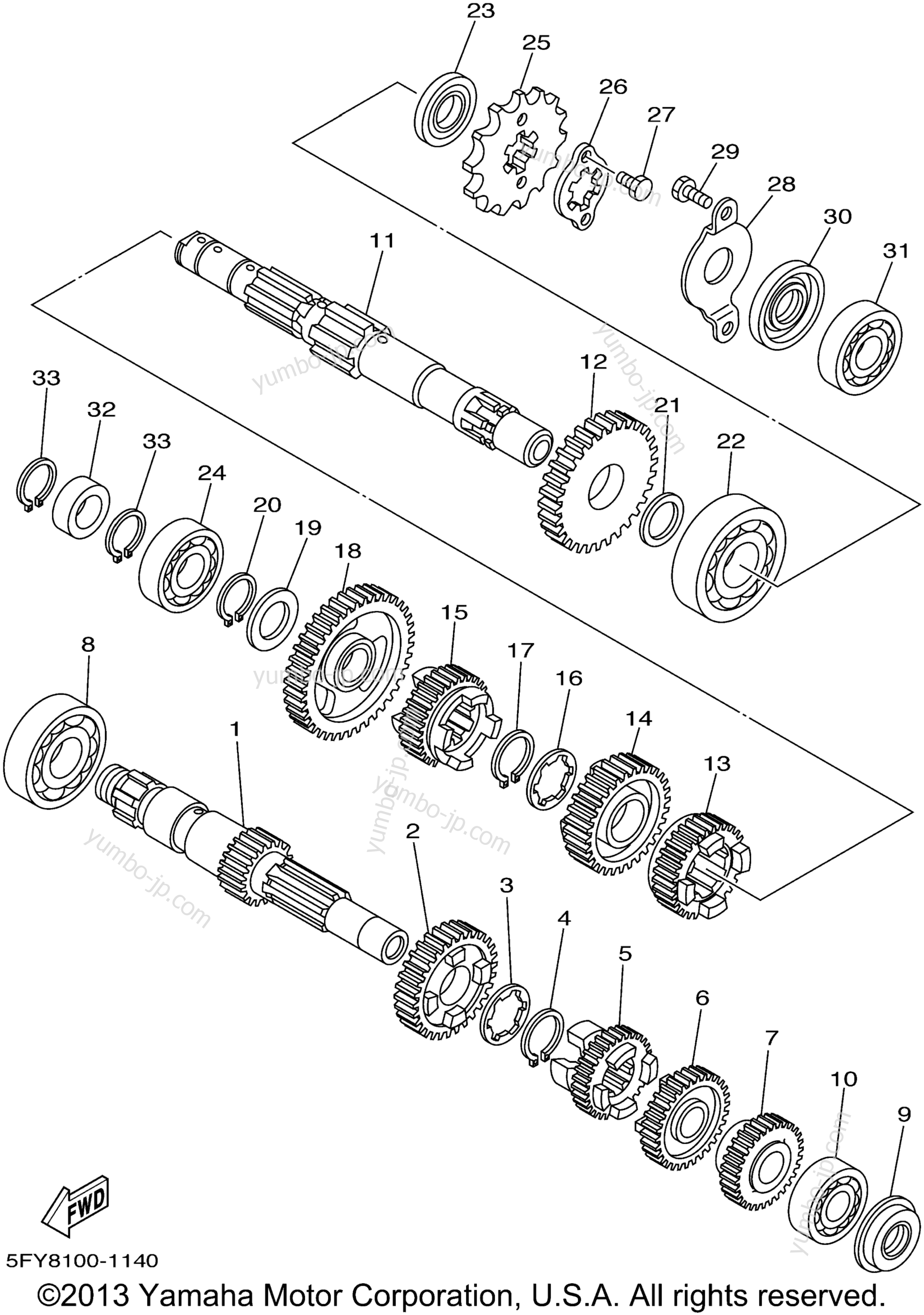 TRANSMISSION for motorcycles YAMAHA TW200 (TW200NC) CA 2001 year