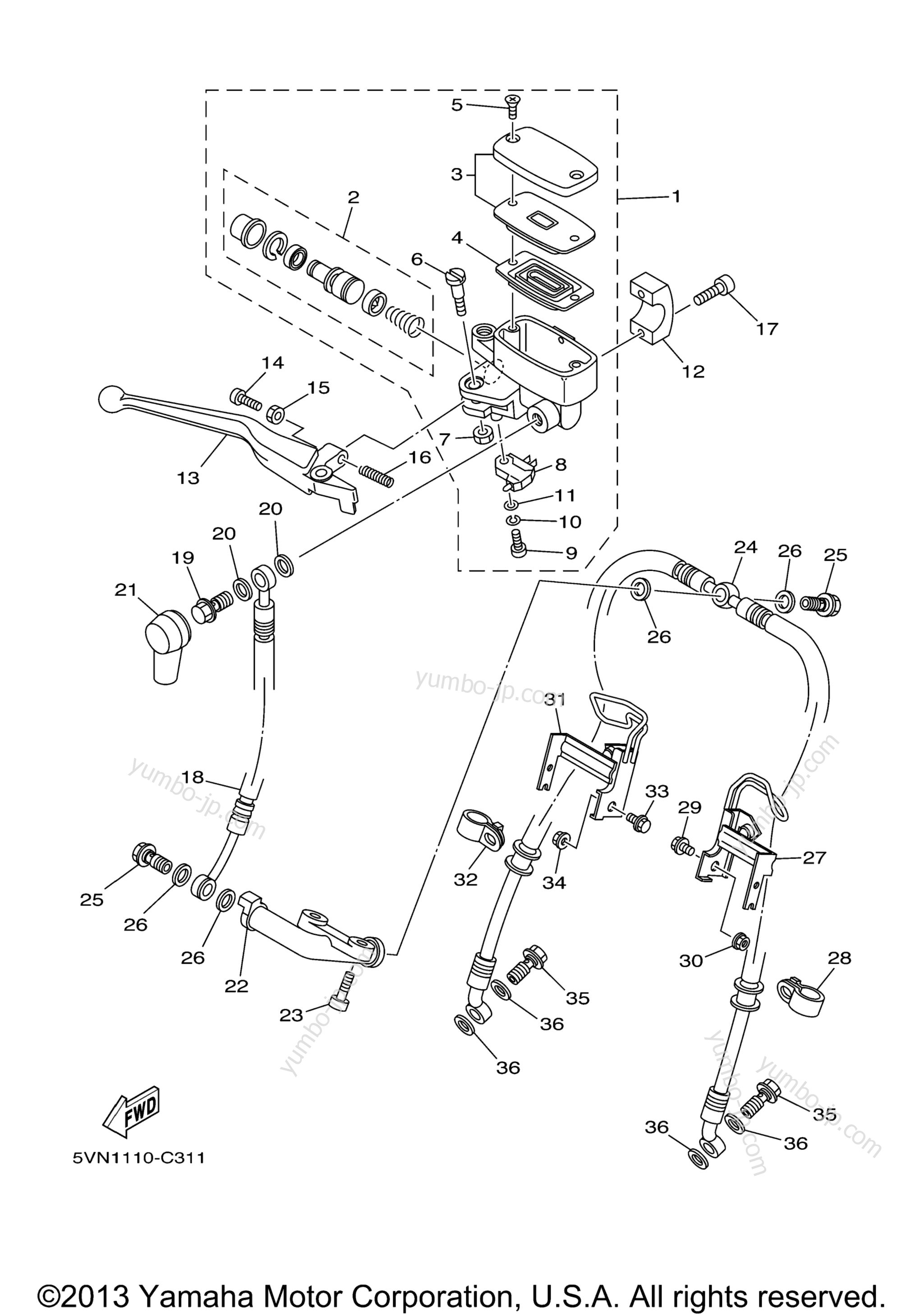 FRONT MASTER CYLINDER для мотоциклов YAMAHA ROAD STAR SILVERADO (XV17ATVC) CA 2006 г.