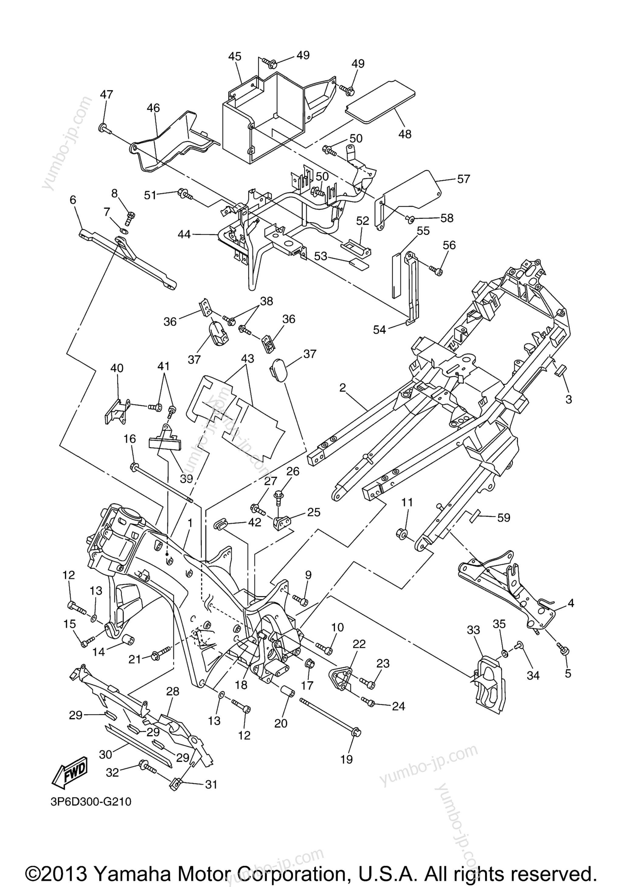 FRAME для мотоциклов YAMAHA FJR1300A (FJR13ABCL) CA 2012 г.