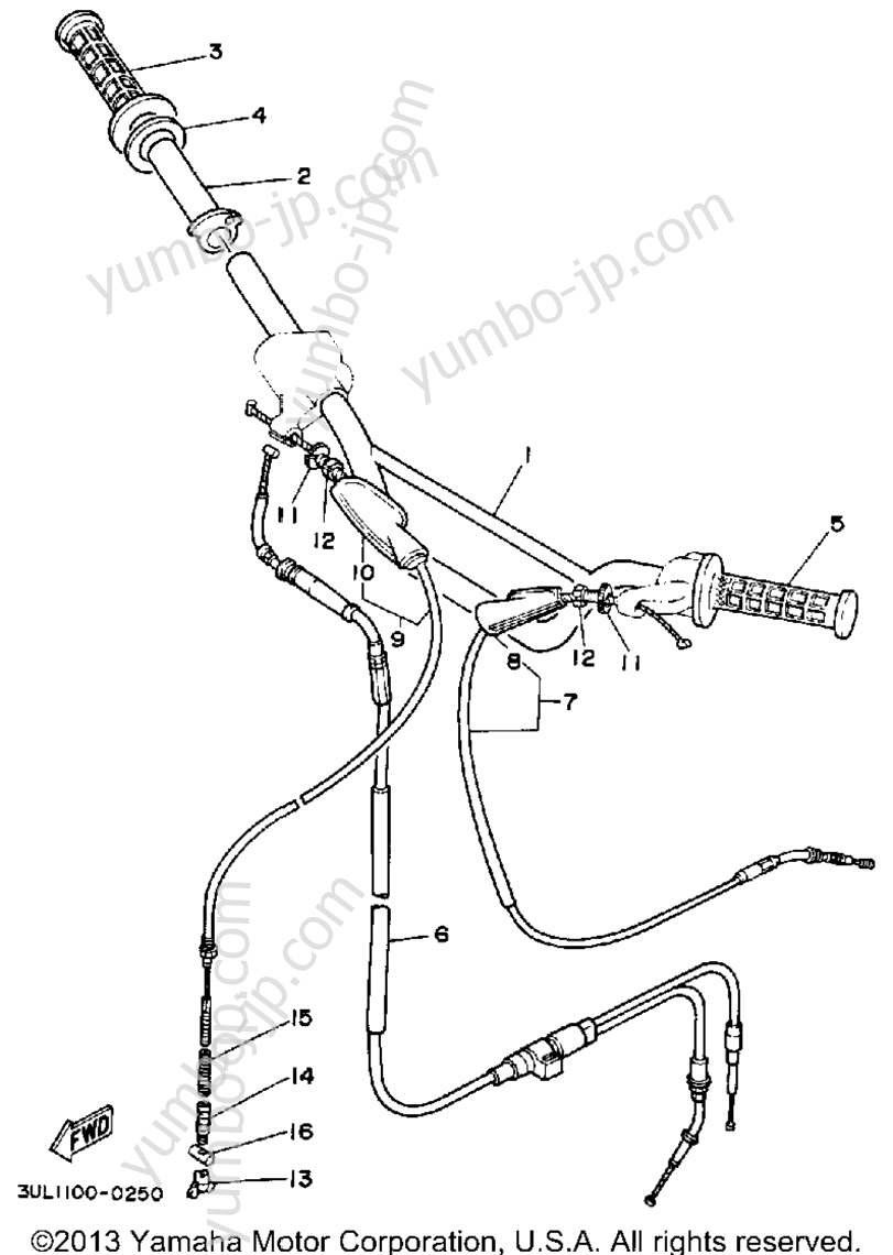Handlebar - Cable for motorcycles YAMAHA RT100A 1990 year