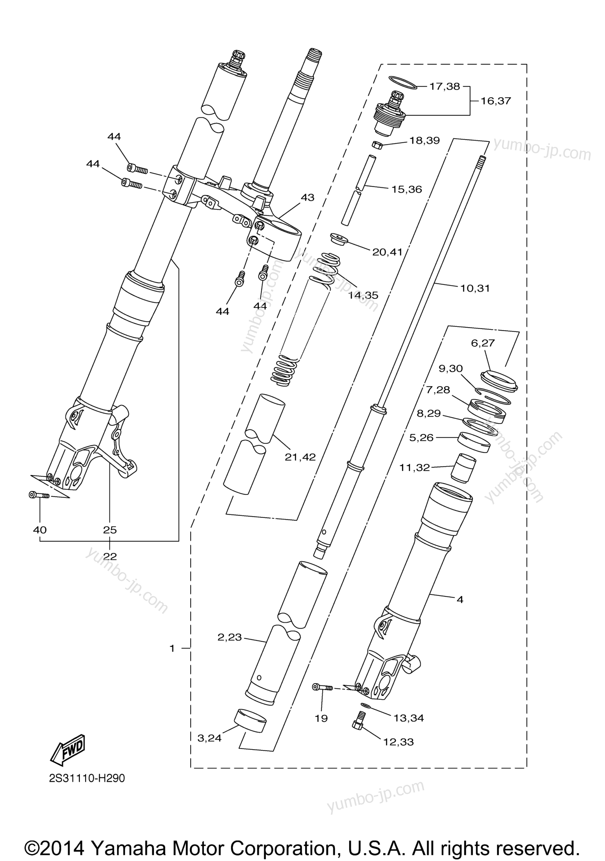 FRONT FORK для мотоциклов YAMAHA V MAX (VMX17YCB) CA 2009 г.