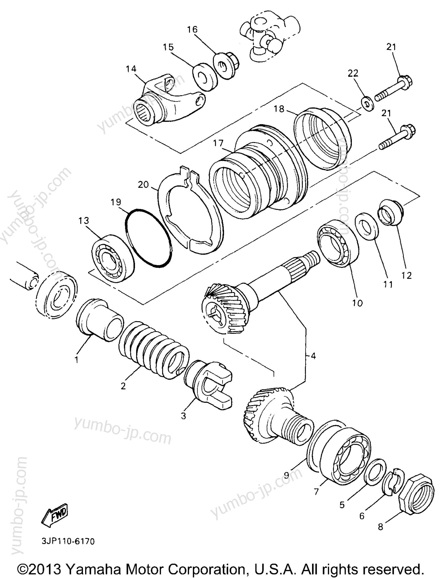 Middle Drive Gear для мотоциклов YAMAHA V-MAX 1200 (VMX12HC) CA 1996 г.