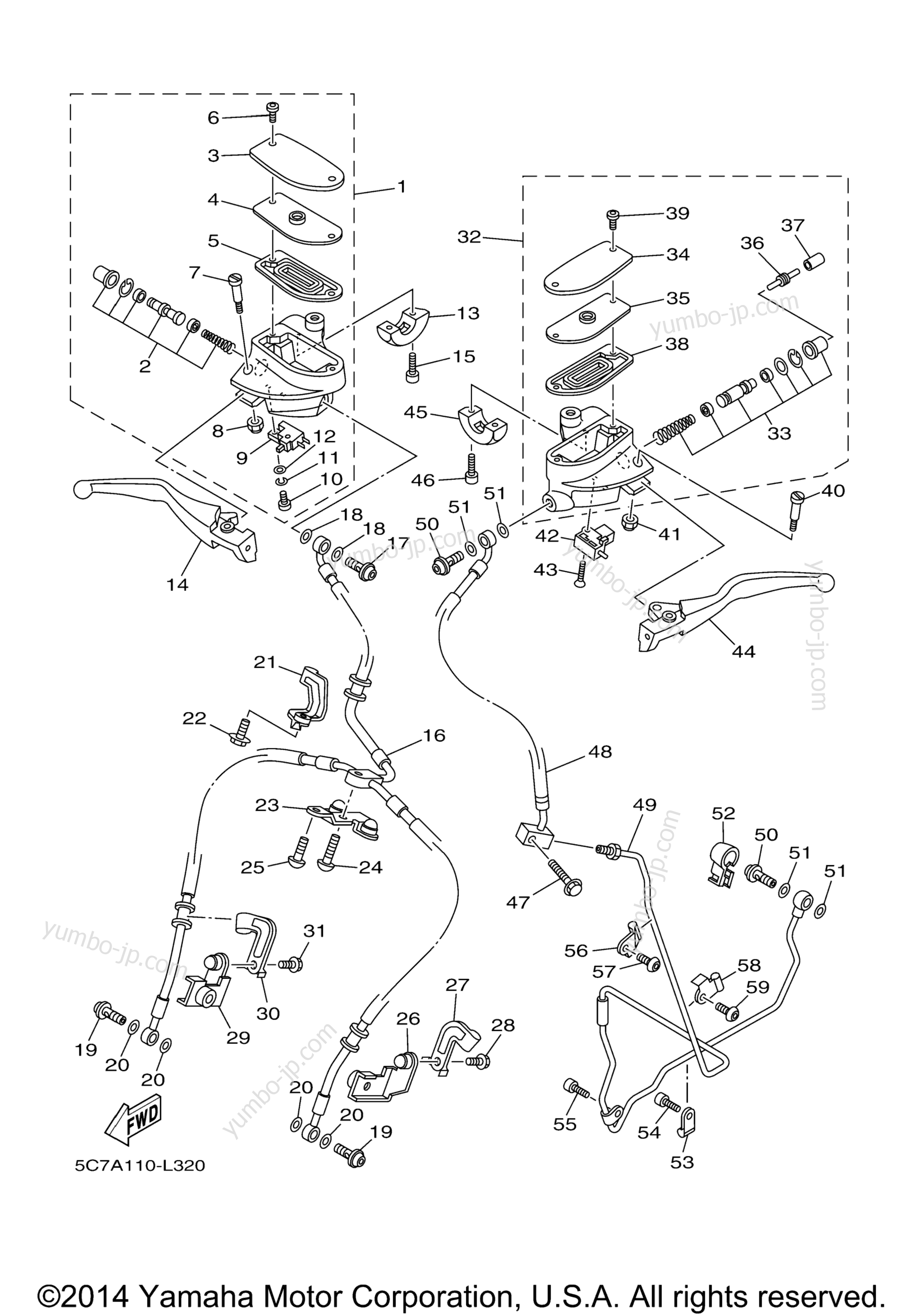 FRONT MASTER CYLINDER для мотоциклов YAMAHA RAIDER (XV19CFCGY) CA 2015 г.