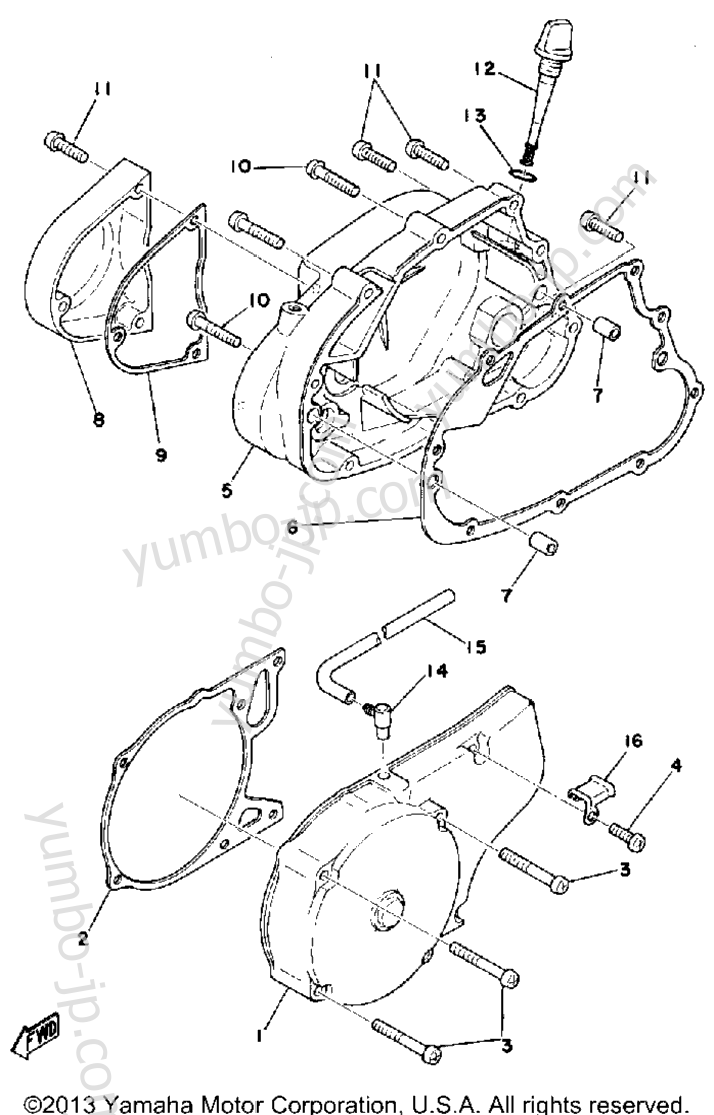 CRANKCASE COVER for motorcycles YAMAHA TY175B 1975 year